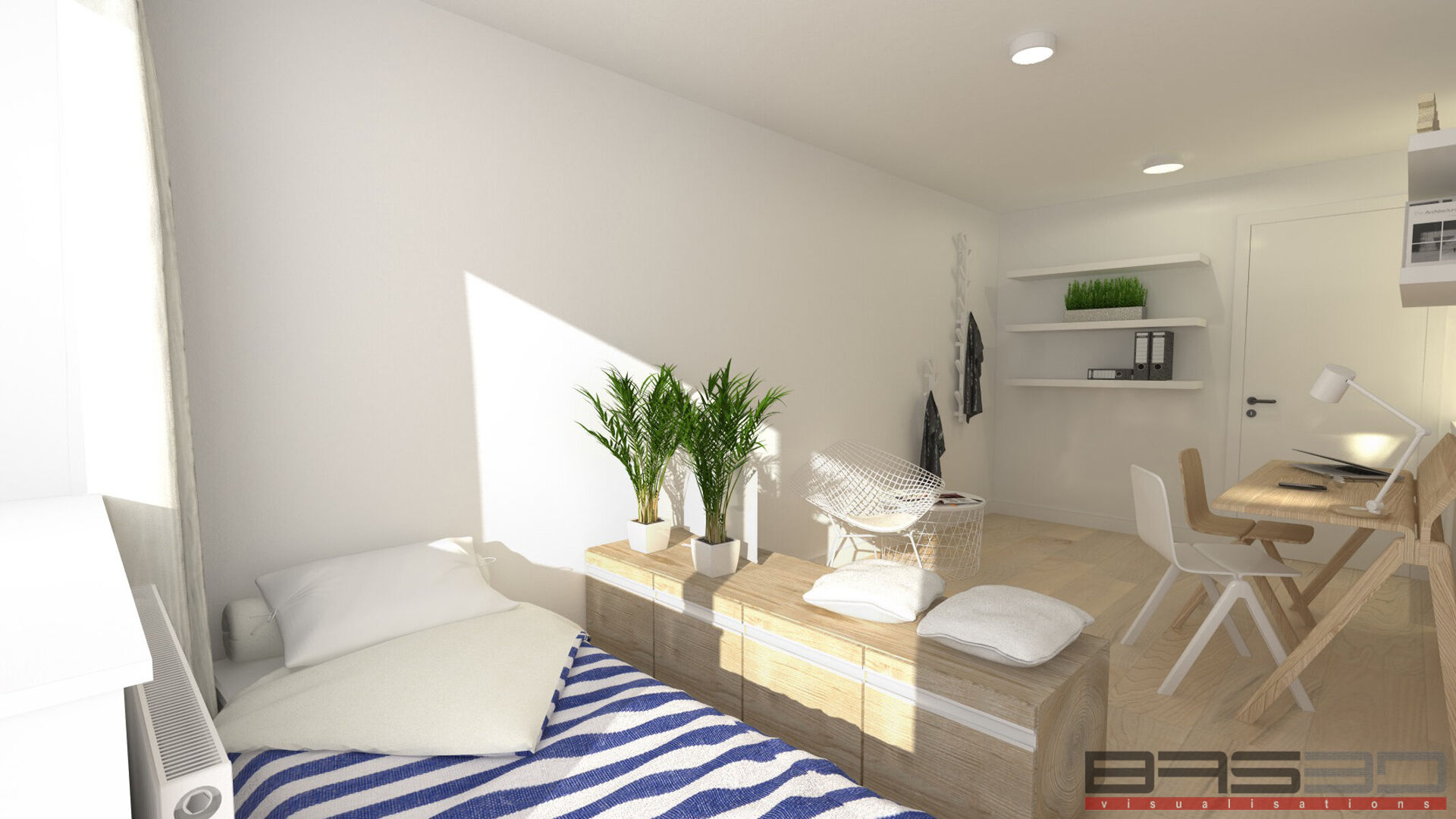 Cette chambre d'étudiant meublée se trouve à la Résidence Central Park, en bordure du parc et à quelques pas de diverses commodités.

La chambre est située au quatrième et plus haut étage du bâtiment. Grâce à son emplacement à l'arrière, la 
